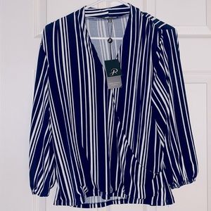 Navy blue stripped blouse